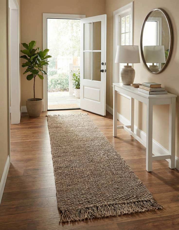 Detail image of 2' 7 x 10'  Hand Woven Chunky Jute Runner Rug