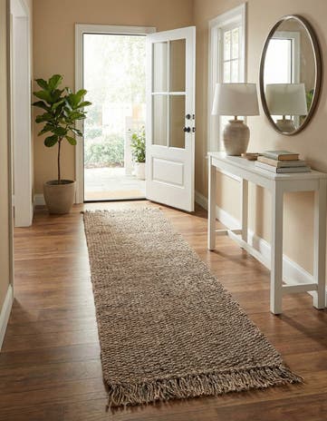 Gray Hand Woven Chunky Jute Runner Rug