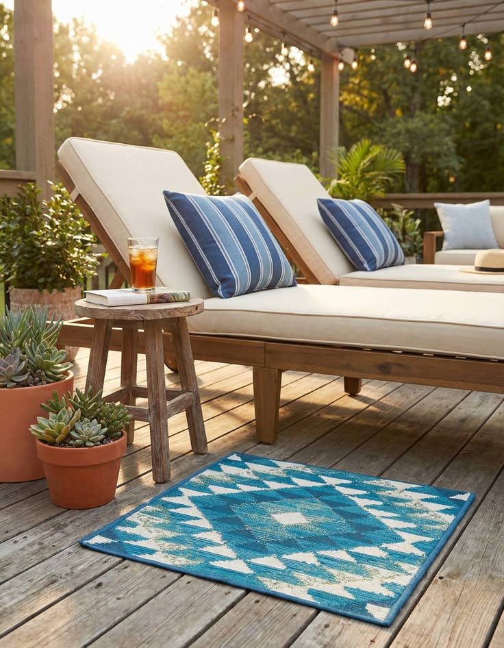 Detail image of 1' 4 x 1' 4  Washable Southwestern Indoor / Outdoor Sample Rug