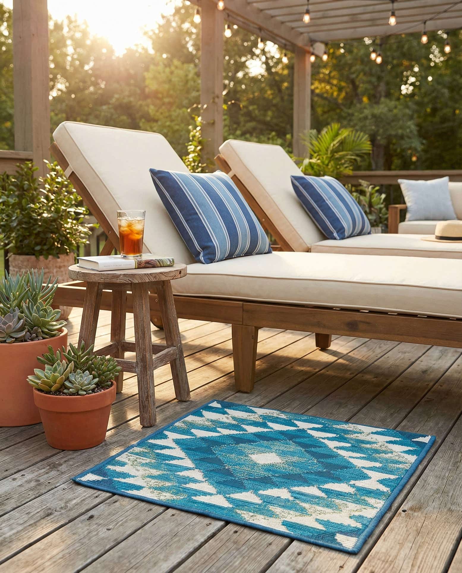 1' 4 x 1' 4 Easy-Clean Southwestern Indoor / Outdoor Sample Rug