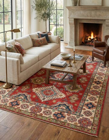 6' 4 x 9' 8 Hand Knotted Kazak Rug
