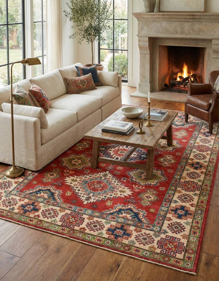 Detail image of 6' 4 x 9' 8  Hand Knotted Kazak Rug