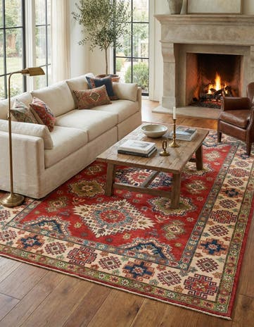 6' 4 x 9' 8 Hand Knotted Kazak Rug