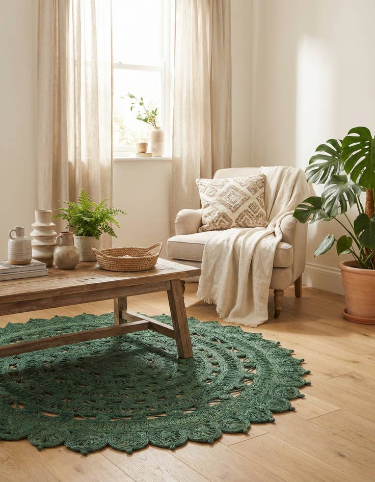 Detail image of  6' 1 x 6' 1  Hand Braided Jute Round Rug