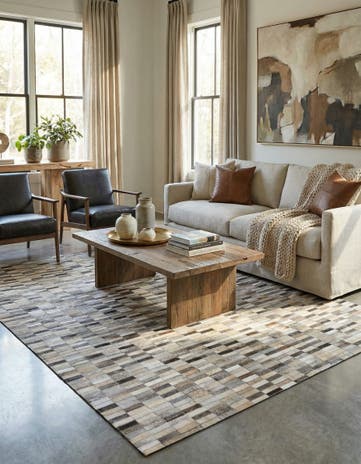 5' 3 x 8' Cowhide Stocks Rug