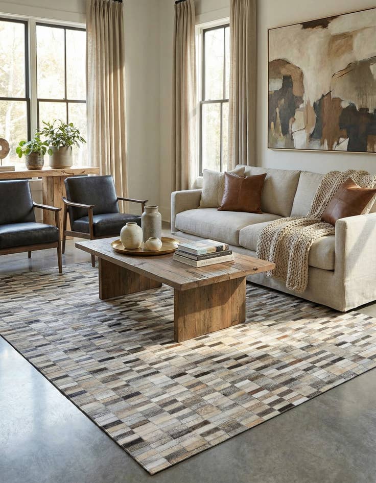 Detail image of 5' 3 x 8' Cowhide Stocks Rug