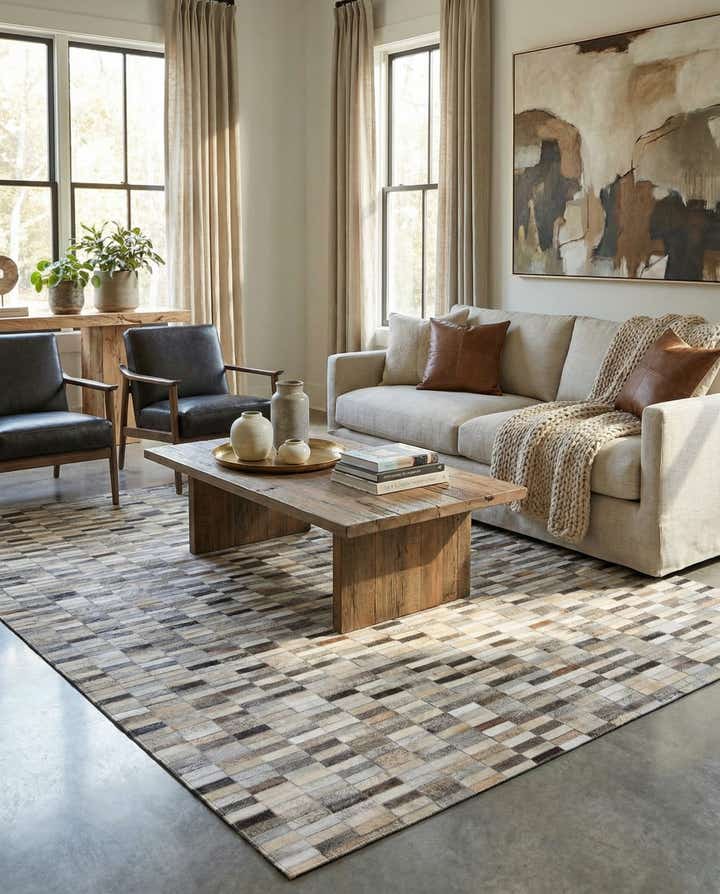 5' 3 x 8' Cowhide Stocks Rug