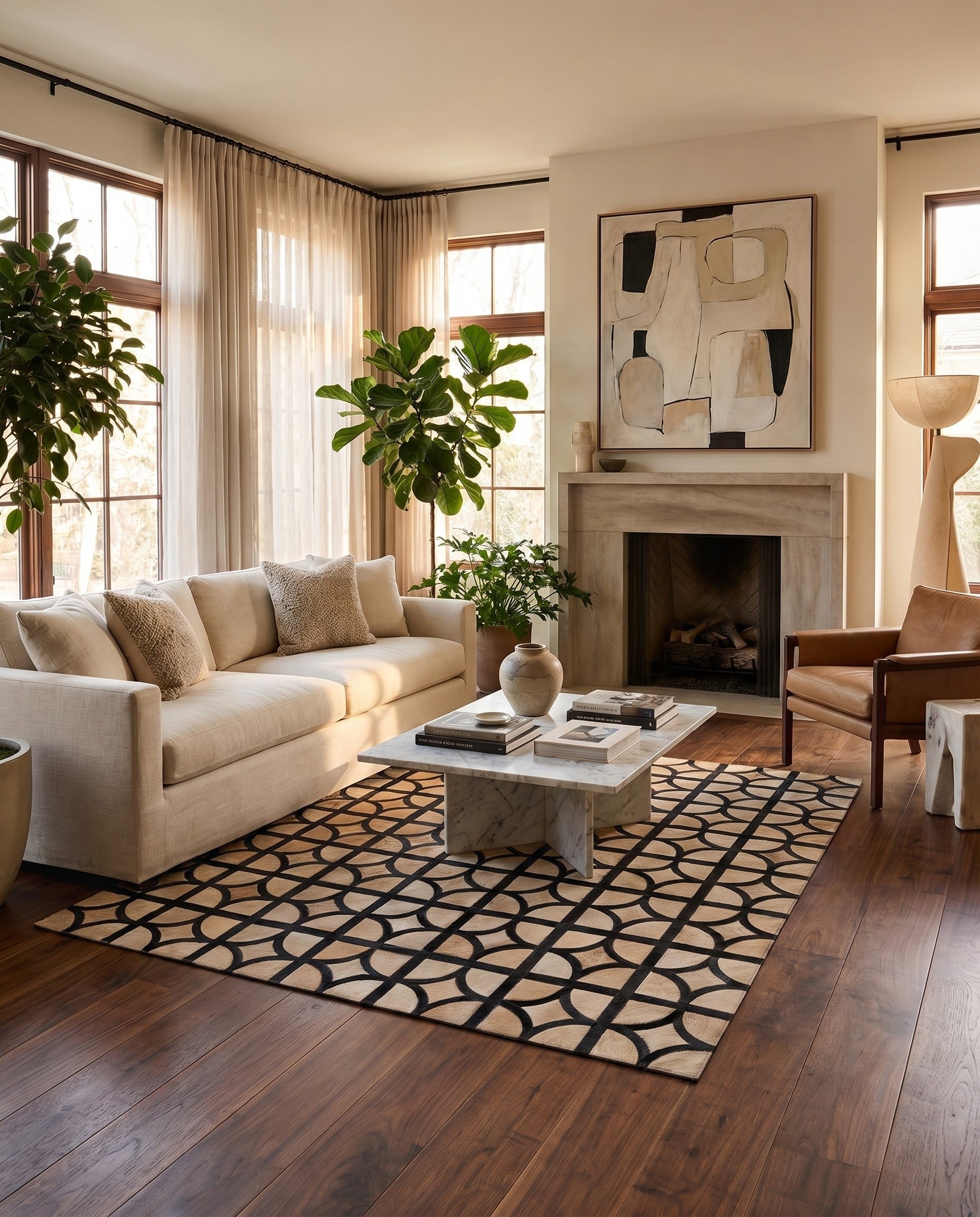 5' x 7' 10 Cowhide Leather Rug