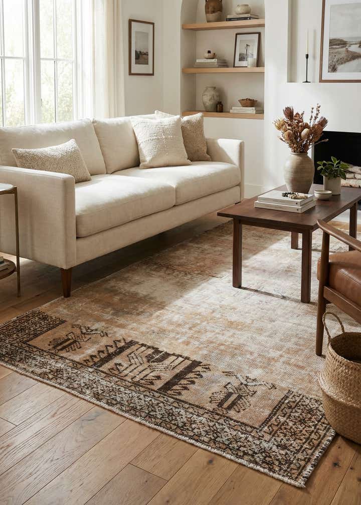 4' 1 x 6' 4 Hand Knotted Ultra Vintage Persian Wool Rug