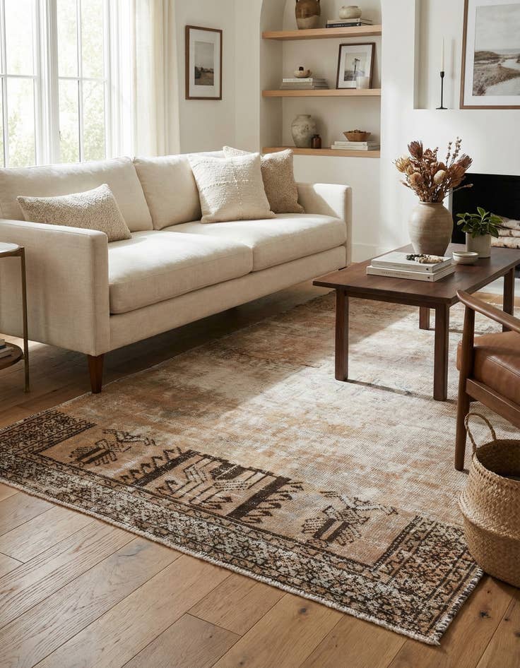 Detail image of 4' 1 x 6' 4  Hand Knotted Ultra Vintage Persian Wool Rug