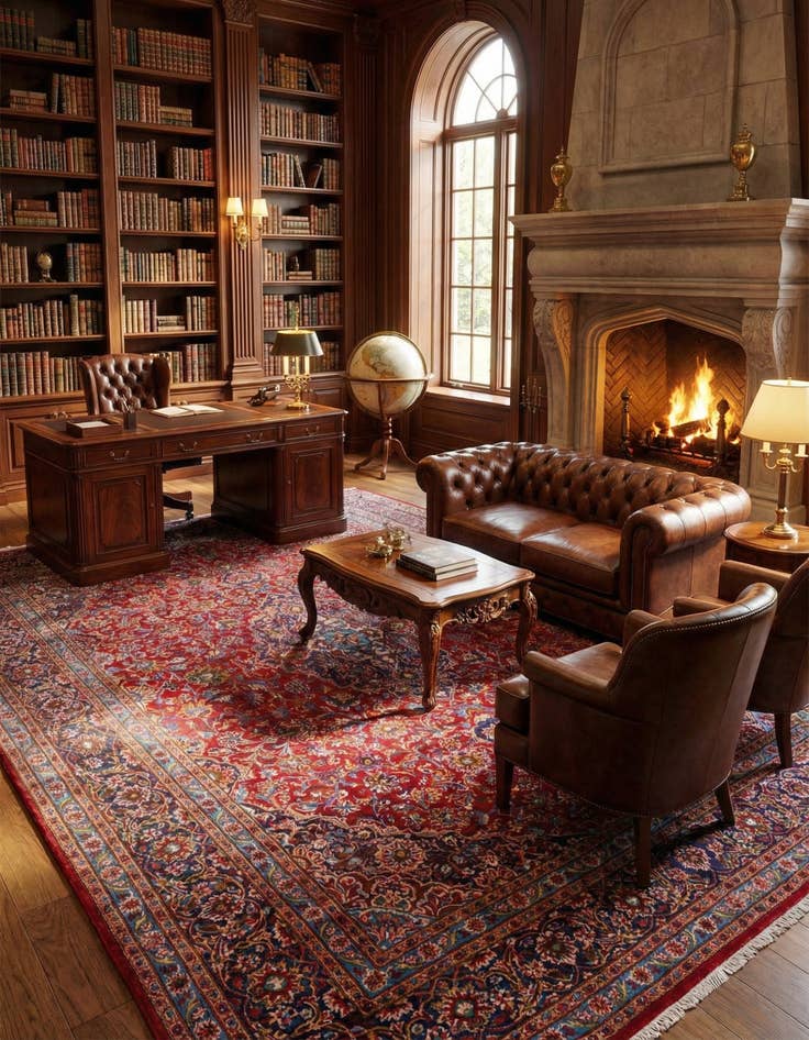 Detail image of 9' 8 x 13'  Hand Knotted Mashad Persian Wool Rug