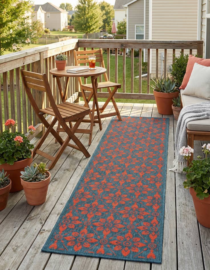 Detail image of 2' 7 x 10' Easy-Clean Trellis Indoor / Outdoor Runner Rug
