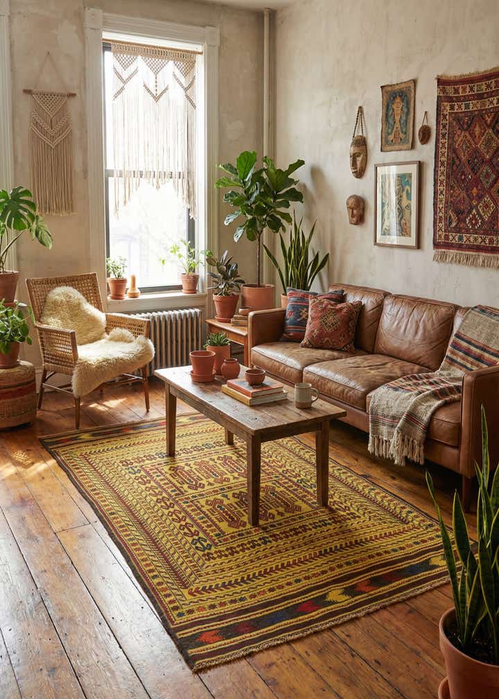 3' 10 x 5' 10 Hand Woven Kilim Afghan Wool Rug