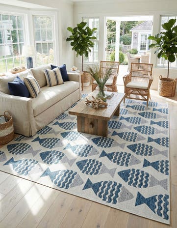 10' x 13' Easy-Clean Coastal Indoor / Outdoor Rug