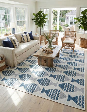 10' x 13' Easy-Clean Coastal Indoor / Outdoor Rug