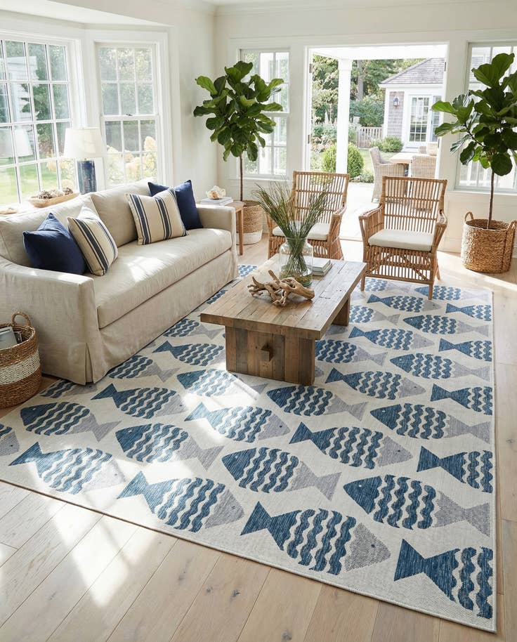 Detail image of 10' x 13' Easy-Clean Coastal Indoor / Outdoor Rug