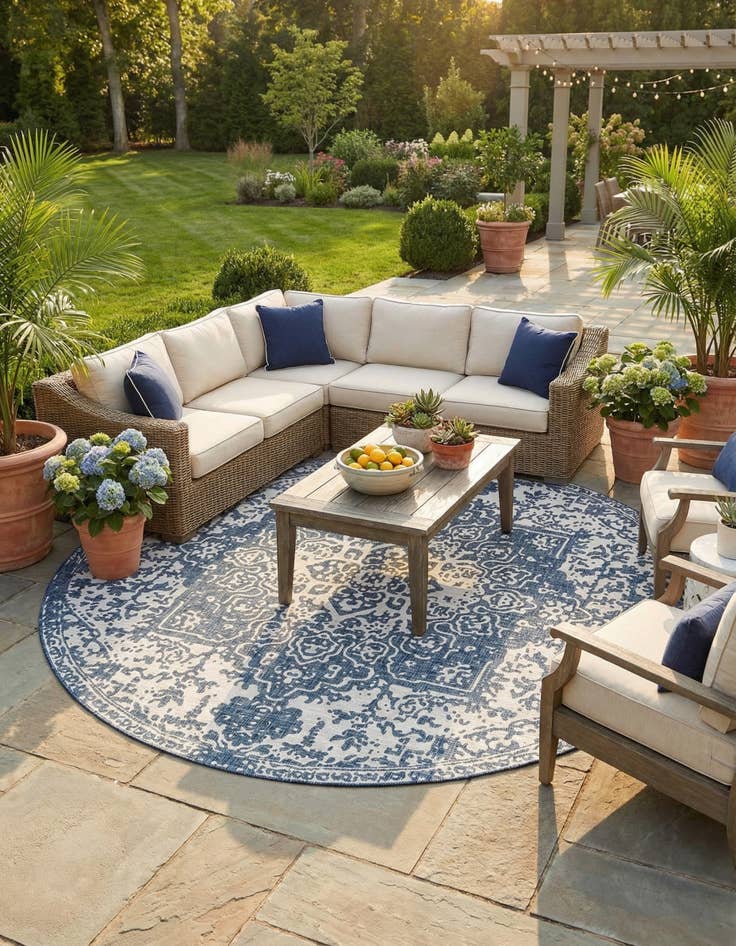 Detail image of 13' x 13'  Washable Jill Zarin Dubai Indoor / Outdoor Round Rug