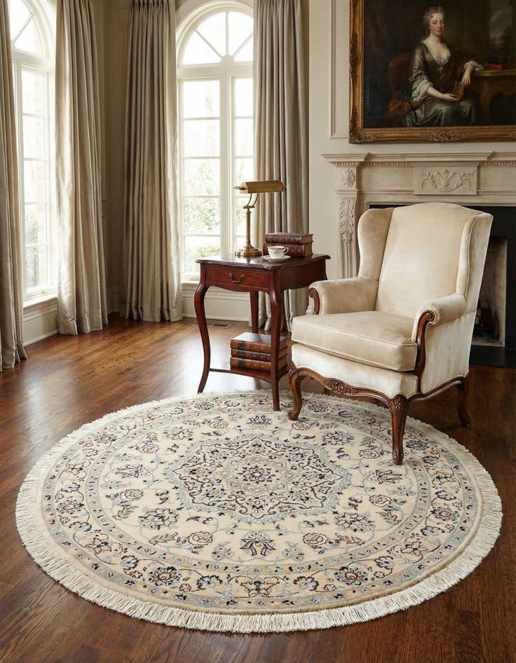 Detail image of  3' 7 x 3' 7 Nain Wool Round Rug