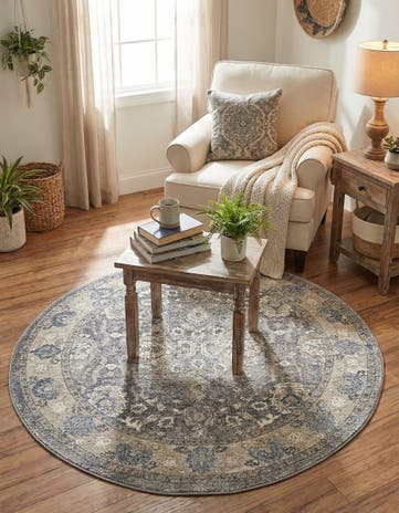 Gray Viola Round Rug