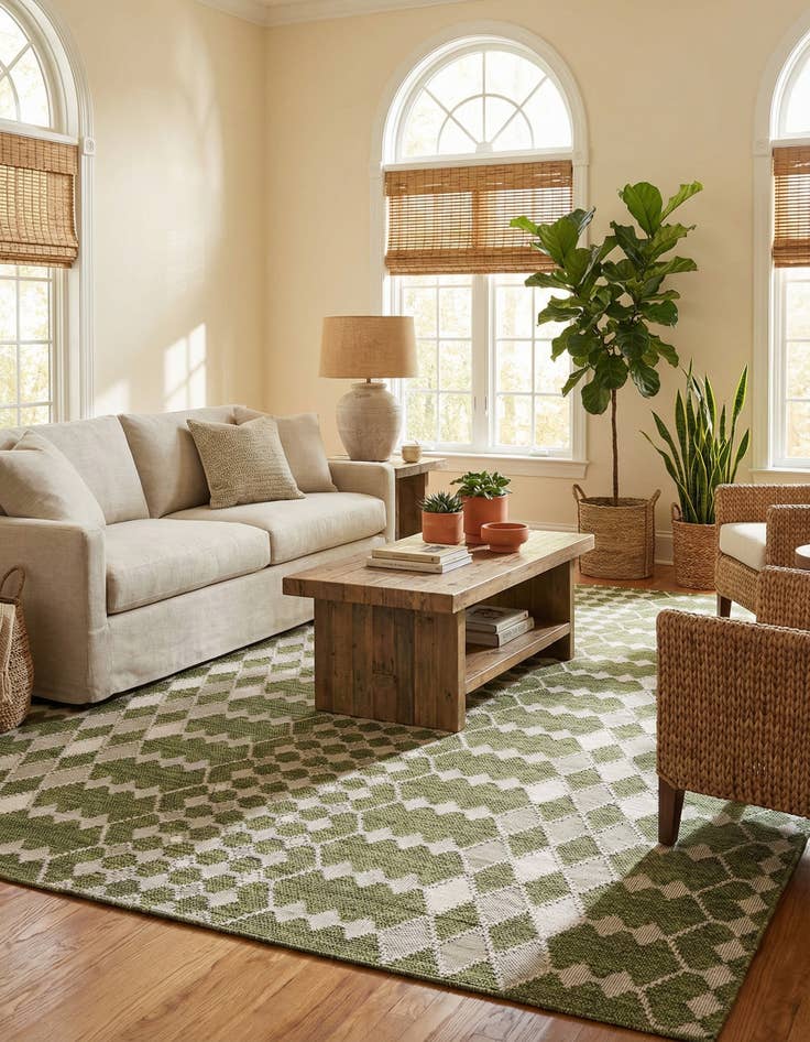 Detail image of 10' x 14'  Washable Trellis Indoor / Outdoor Rug