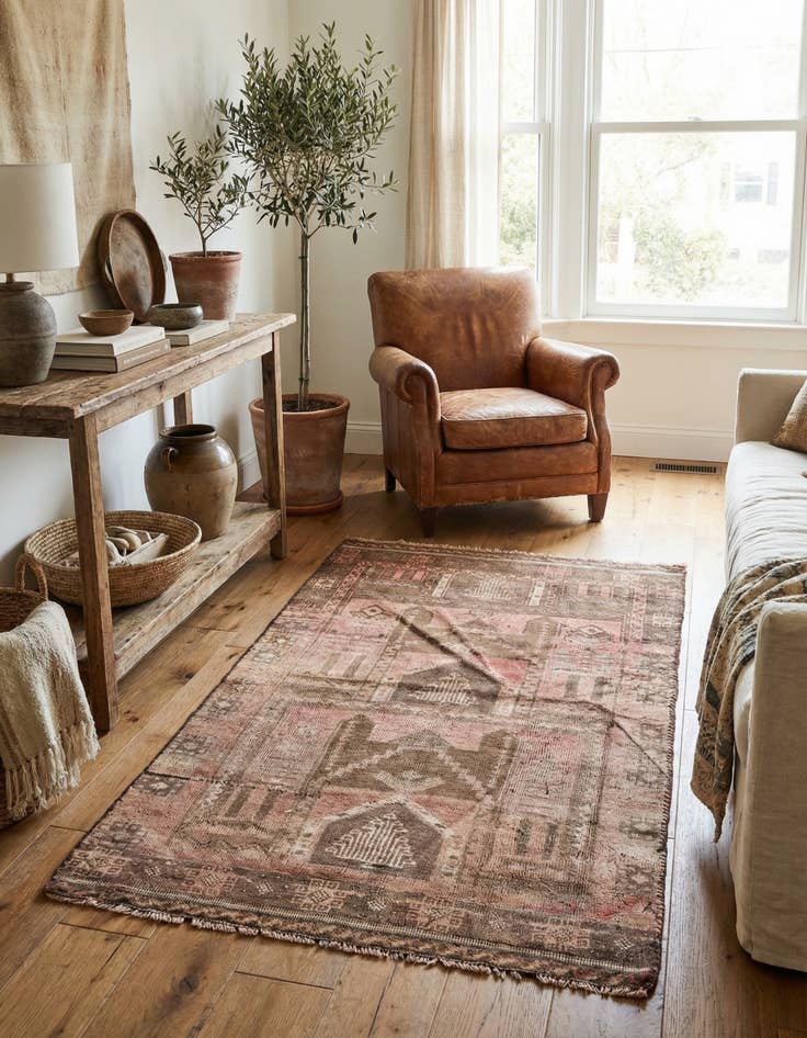 Detail image of 2' 10 x 4' 9  Hand Knotted Ultra Vintage Persian Wool Rug