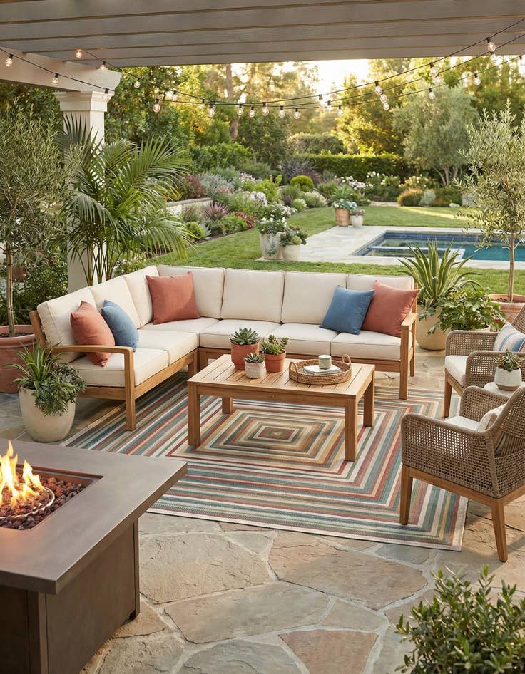 Detail image of 12' x 12' Easy-Clean Baja Indoor / Outdoor Square Rug
