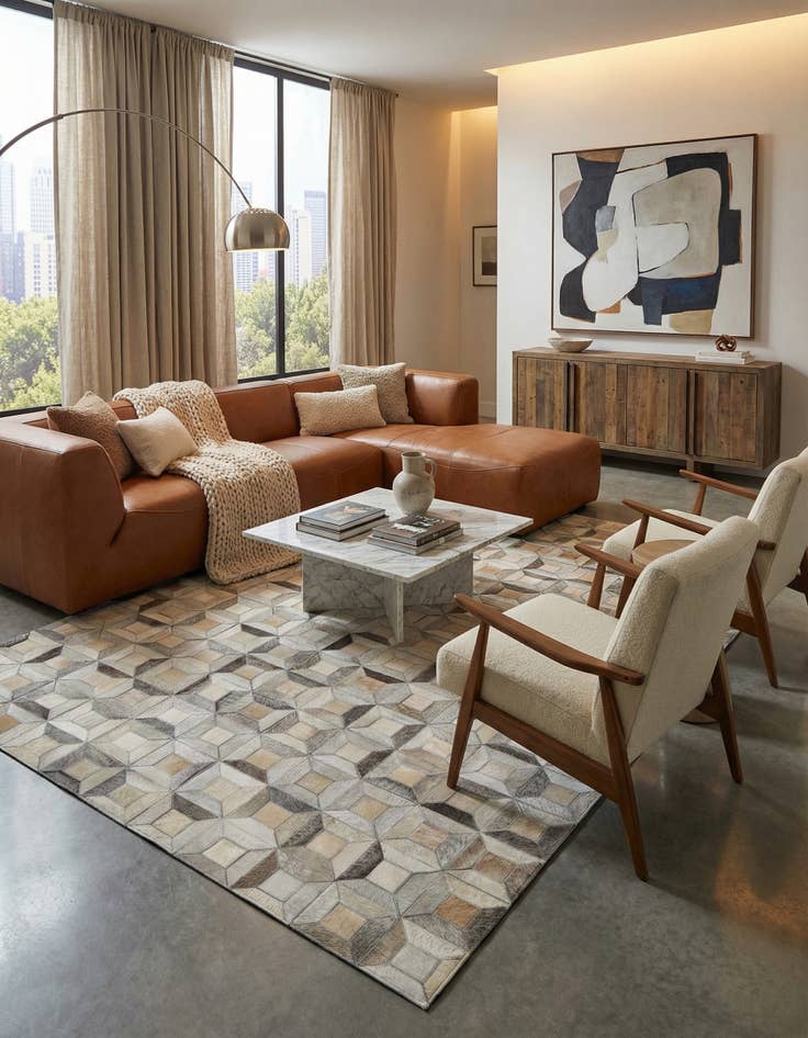 Detail image of  5' x 8' Cowhide Leather Rug