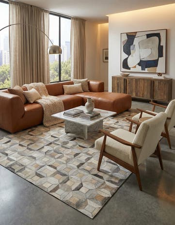 5' x 8' Cowhide Leather Rug