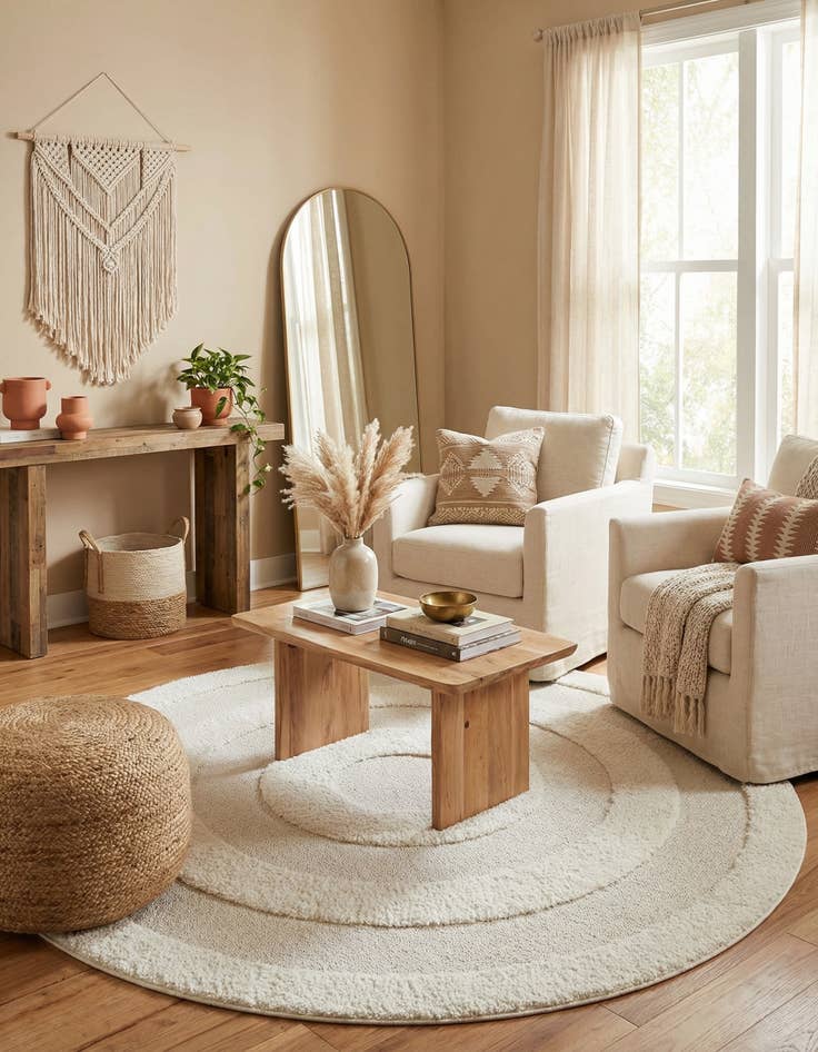 Detail image of 7' 10 x 7' 10 Boho Round Rug