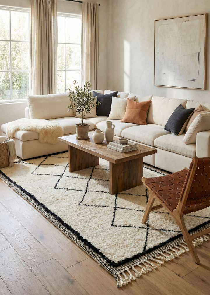 5' 6 x 8' 9 Hand Knotted Moroccan Wool Rug