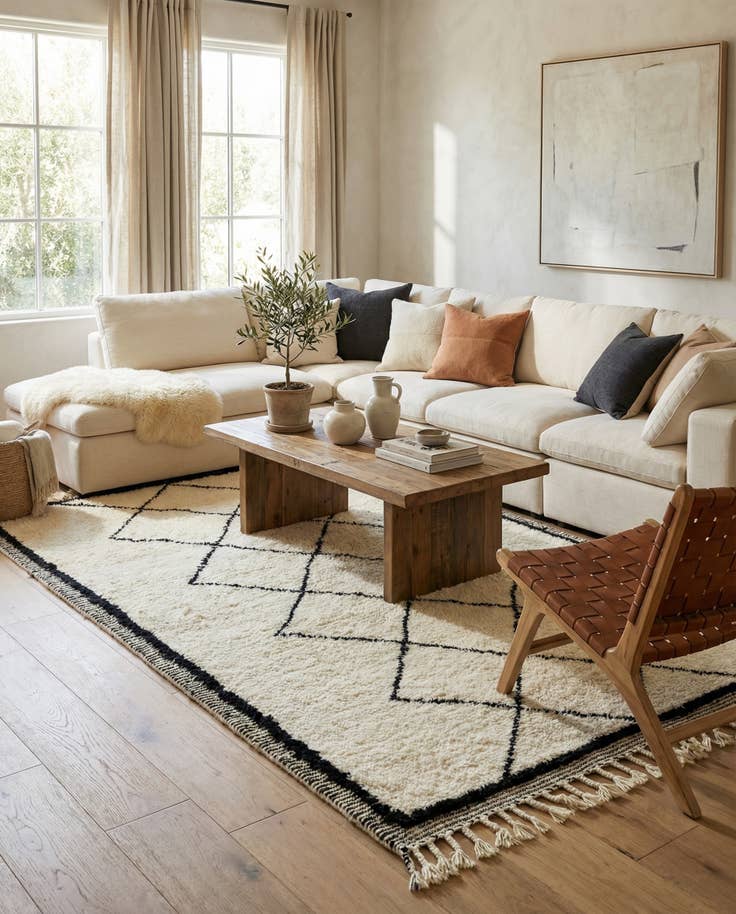 Detail image of 5' 6 x 8' 9 Hand Knotted Moroccan Wool Rug
