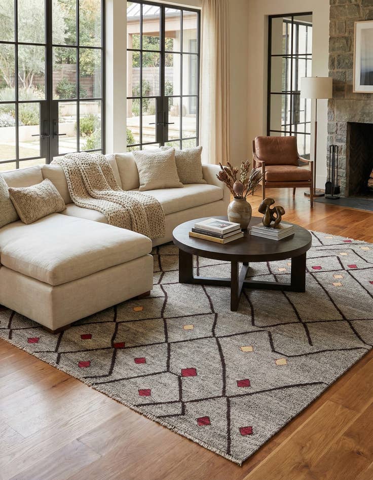 Detail image of 7' 4 x 9' 5  Hand Woven Kilim Modern Wool Rug