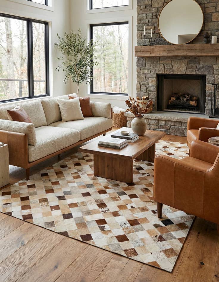 Detail image of 5' 1 x 7' 11 Cowhide Stocks Rug