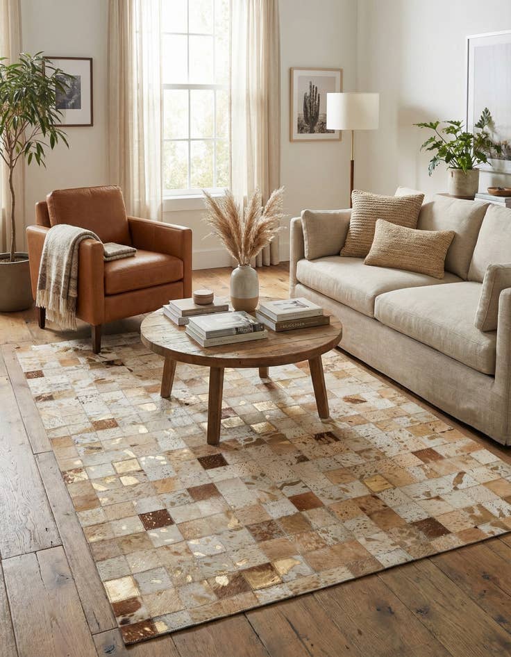 Detail image of  4' x 6' Cowhide - Patchwork Rug