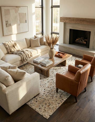 8' x 10' Cowhide Leather Rug