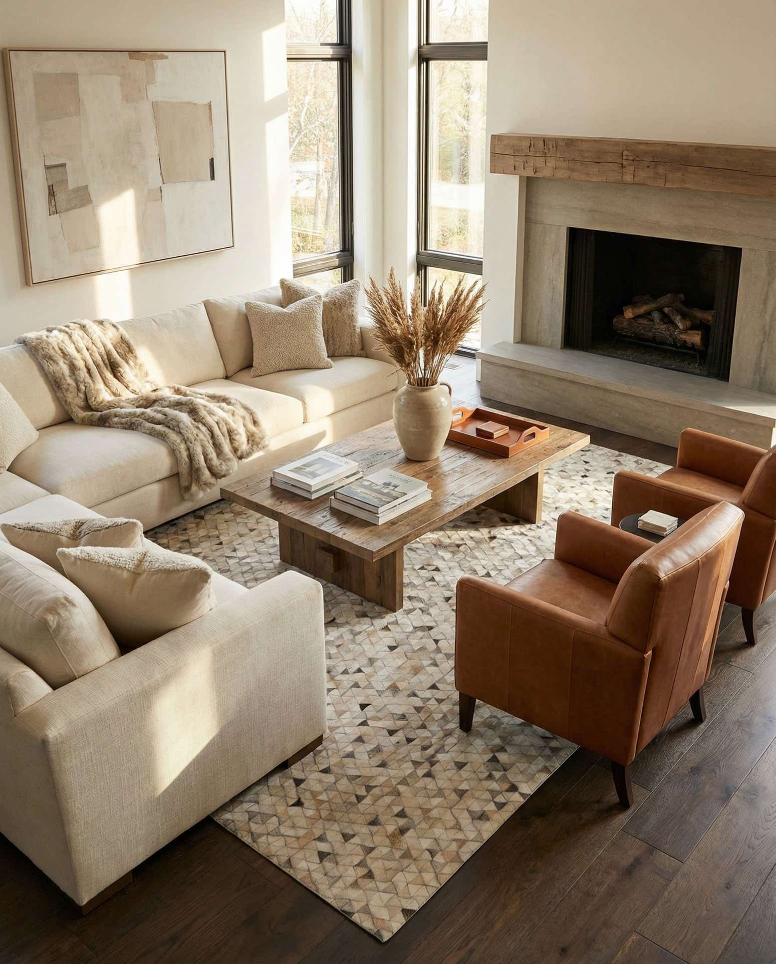 8' x 10' Cowhide Leather Rug