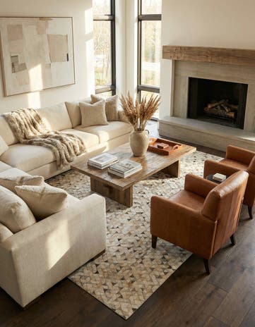 8' x 10' Cowhide Leather Rug