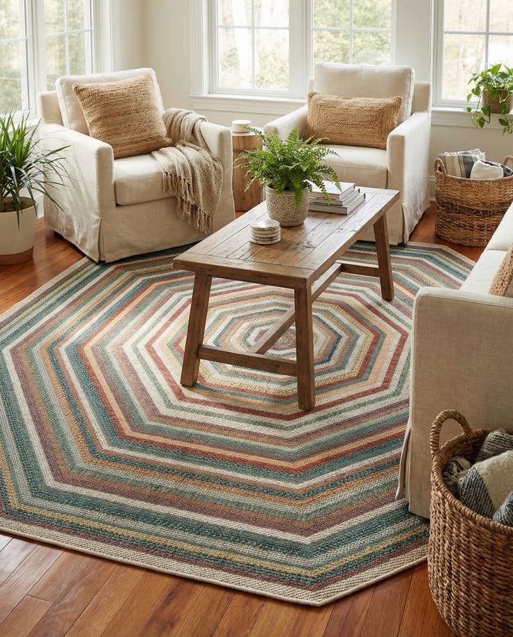 Detail image of 7' 10 x 7' 10 Easy-Clean Baja Indoor / Outdoor Octagon Rug