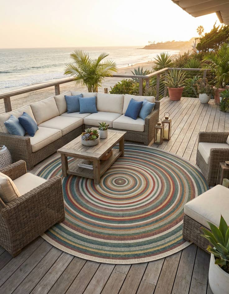 Detail image of  12' x 12'  Washable Baja Indoor / Outdoor Round Rug