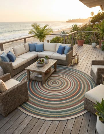 12' x 12' Easy-Clean Baja Indoor / Outdoor Round Rug