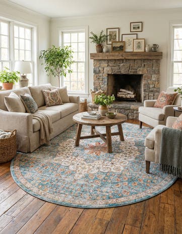 Blue Newport Round Rug