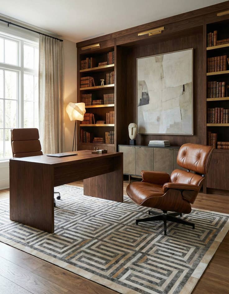 Detail image of 5' 3 x 8' Cowhide Leather Rug