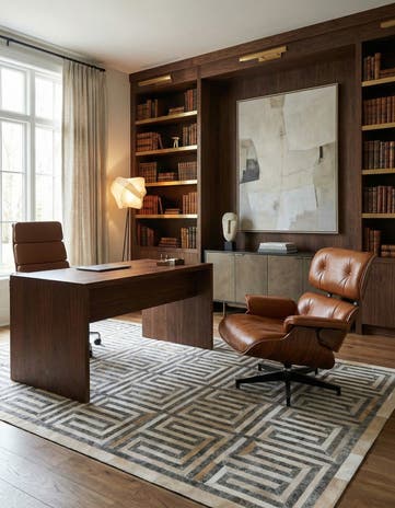 5' 3 x 8' Cowhide Leather Rug