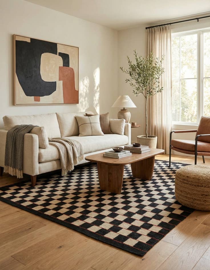 Detail image of 4' 10 x 6' 4  Hand Woven Kilim Modern Wool Rug