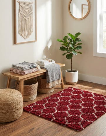 3' 3 x 3' 3 Lattice Shag Square Rug