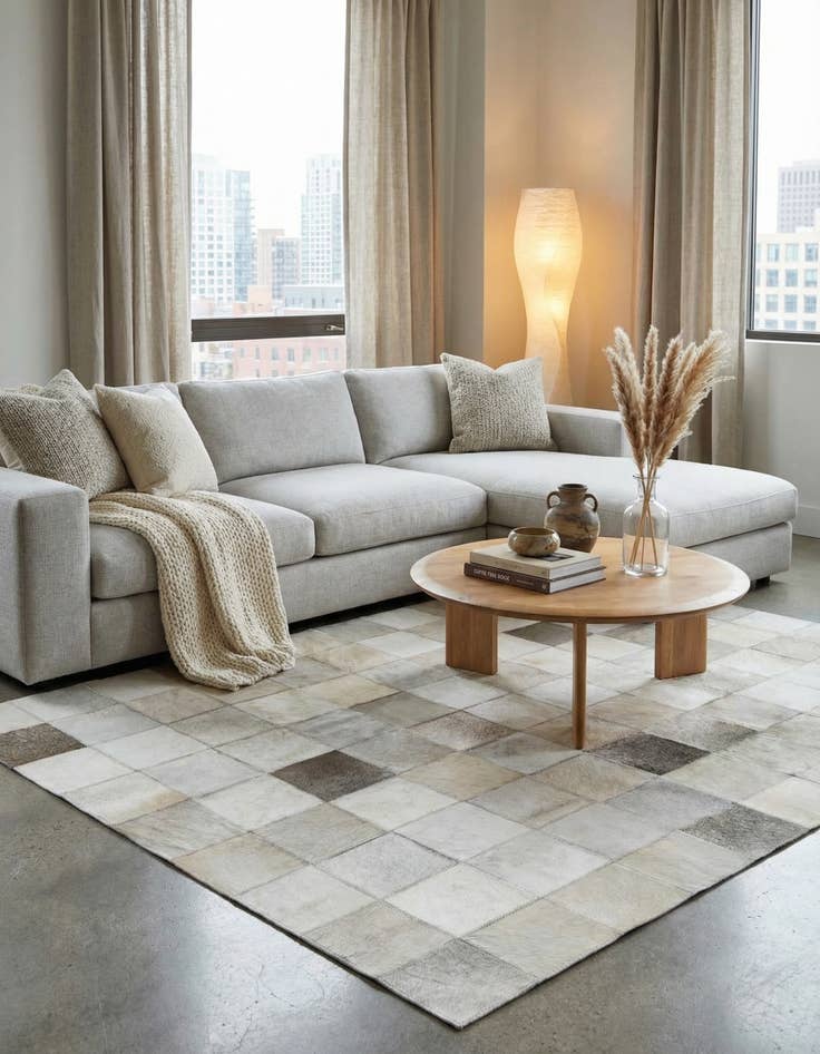 Detail image of  3' 11 x 5' 10 Cowhide Stocks Rug