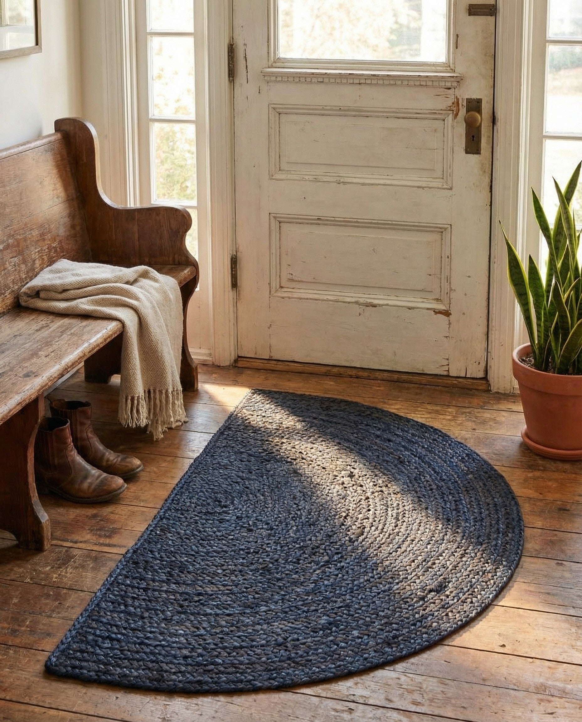 2' 2 x 3' 7 Handmade Braided Jute Hearth Rug