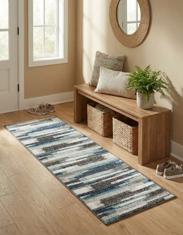 Blue Gray Harvest Runner Rug