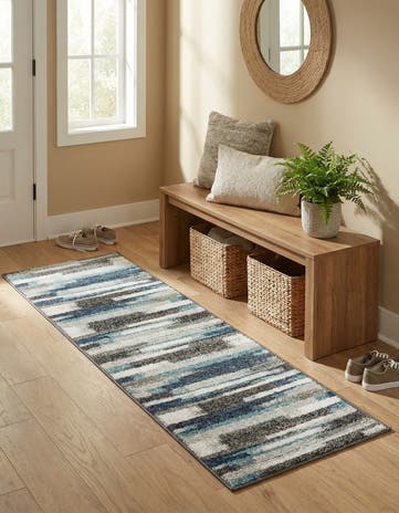 Blue Gray Equinox Runner Rug