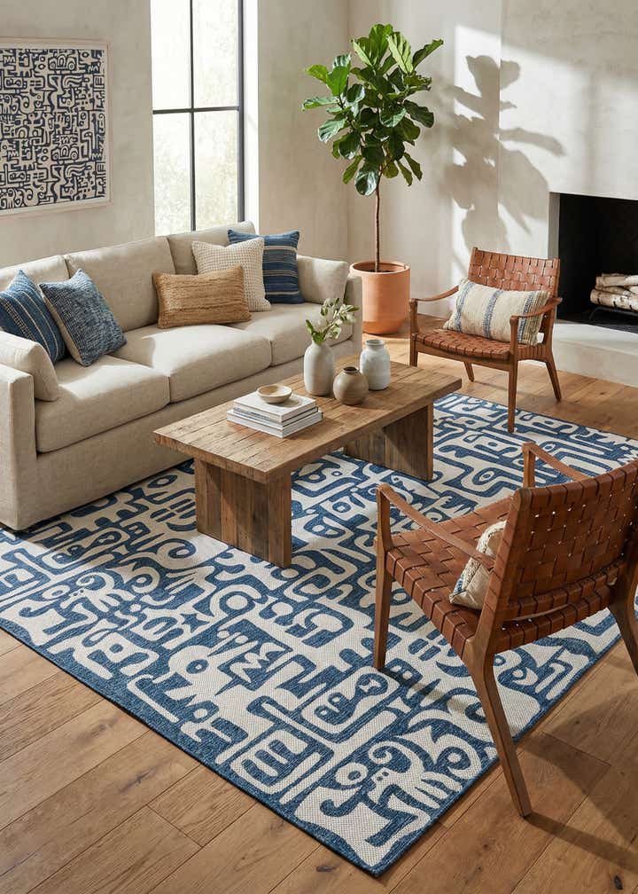 10' x 10' Easy-Clean Modern Indoor / Outdoor Square Rug